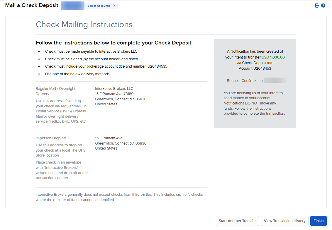 The check mailing instructions in portal. 